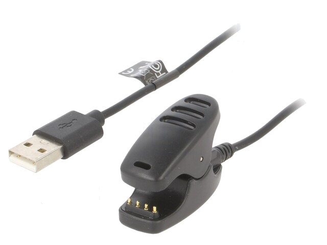 Kabel: voor het opladen van een smartwatch; 1m; zwart; 1A Kabel: voor het opladen van een smartwatch; 1m; zwart; 1A